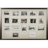 A framed set of sixteen Royal Geographical Society Picture Library postcards of Shackleton:,