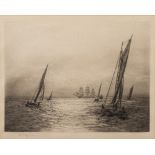 William Lionel Wyllie (1851-1931) 'Sunshine on the Solent' monochrome engraving,