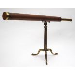 A 19th century mahogany and brass 2in library telescope:, unsigned,