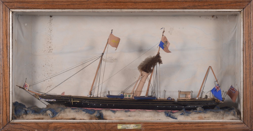 A 19th century waterline scale model of Queen Victoria's yacht 'The Fairy':,