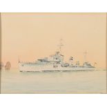 * Eric Erskine Campbell Tuffnell [1888-1978]- H.M.S. Duchess:- signed watercolour 18 x 23cm.