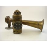 A Victorian brass hand held 'Boat -Signal lantern' with clear bull's eye lens,