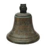 A Victorian ship's bell for the iron steam packet cargo ship 'Brenda 1856':,