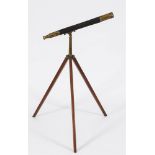 A 2 1/2 inch leather case refracting telescope by G J Wood, late Abraham & Co, Liverpool:,