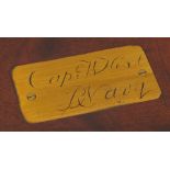 A mid 19th century mahogany and brass mounted campaign style writing slope for Capt W Hext,
