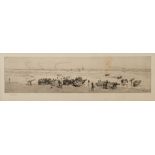William Lionel Wyllie (1851-1931) 'Landing at low tide': monochrome engraving,