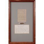 A framed section of timber from HMS Victory:,