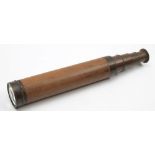 A 2 inch mahogany cased four draw telescope by Cox of Davenport:, signed.