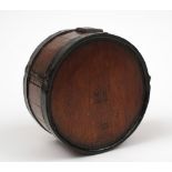 A Victorian War Department issue circular iron bound water canteen:, of drum form,