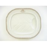 An ironstone brown transfer P&O oval meat dish by F Morley & Co:,