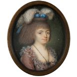 Italian School early 19th Century- A miniature portrait of a young lady:- head and shoulders,