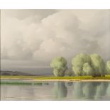 * Pierre De Clausade [1915-1976]- Le Coup De Soleil:- a river landscape signed bottom left oil on