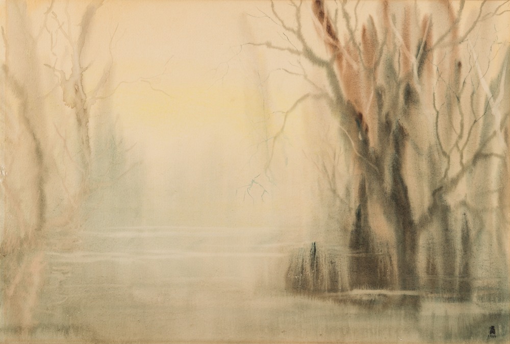 * Helen Bradley [1900-1979]- River and trees:- fly insignia and dated 1969 bottom right,