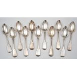 Eleven William IV provincial silver fiddle pattern dessert spoons, maker William Woodman, Exeter,