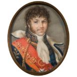 Dorothea Carter [19/20th Century]- A miniature portrait of Marshal Joachim Murat [1767-1815]:- head