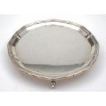 A George V silver card tray, maker William Fordham & Albert Faulkner, Sheffield,