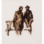 * Anthony Amos [1950-2010]- Two men and a donkey:- signed bottom right oil on board 42 x 38cm.