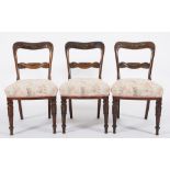 A set of five early Victorian Colonial carved rosewood dining chairs:,