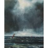 * Anthony Amos [1950-2010]- Yachts on the edge of a storm:- signed bottom right oil on board 27 x