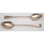 A pair of George III Old English serving spoons, maker Solomon Hougham, London, 1794: initialled,