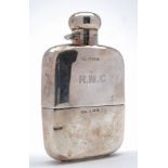 A George V silver hip flask, maker Marples & Beasley, Birmingham, 1912: initialled,