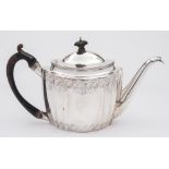 A George III silver teapot, maker John Robins, London, 1800: of oval outline,