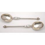 A pair of Victorian Danish silver spoons, assayers mark Simon Groth, Copenhagen, 1893: initialled,