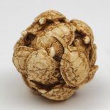 A Japanese carved ivory okimono of a ball of terrapins: , Meiji period, late 19th century, unsigned,