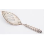 A George III silver fish slice, maker Robert Hennell I, London, 1790: crested,