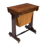 An early 19th Century rosewood and burr walnut, crossbanded work table:,