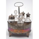 A George III silver cruet stand, maker CF possibly Charles Fox I, London, 1818: of oval outline,