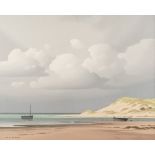 * Pierre De Clausade [1910 - 1976]- La Plage:- Coastal scene with boats: signed bottom left oil on