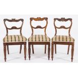 A set of six Regency Colonial carved rosewood dining chairs:,