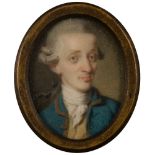English School 18th Century- A miniature portrait of a gentleman, head and shoulders,