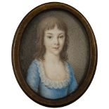 Follower of Andrew Plimer [19th Century]- A miniature portrait of a girl:, bust-length,