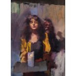 * Robert O Lenkiewicz [1941-2002] - Painter with Karen:- signed and inscribed on the reverse oil