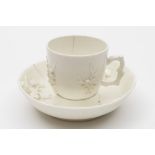 A Bow porcelain trembleuse: the cup with rustic twig handle,