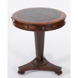 An early 19th Century mahogany circular drum top occasional table:,