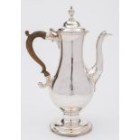 A George III silver coffee pot, maker Charles Wright, London, 1781: monogrammed, of baluster form,