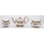 A George III silver three-piece teaset, maker CF possibly Crispin Fuller or Charles Fox I, London,