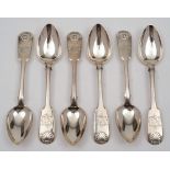 A set of six George IV provincial fiddle and thread pattern teaspoons, maker Thomas Wheatley,