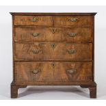 An early 18th Century walnut veneer rectangular chest:,