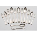 A matched Georgian and later Old English and thread pattern flatware service,