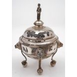 A Victorian silver inkwell, maker GH possibly George Heath, London, 1891: of circular outline,