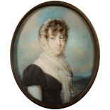 English School late 18th Century- A miniature portrait of a young lady,
