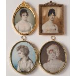 English School Circa 1810- A miniature portrait of a lady:- bust-length,