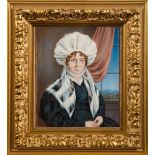 English School early 19th Century- A miniature portrait of a lady, said to be Francis Clegg:-,