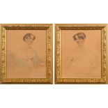 Joseph W Slater [1779-1837]- Portraits of sisters Dora Boyse and Mary Boyse:- each half-length