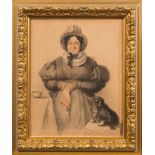 English School Circa 1830- A portrait of a lady:-, three-quarter length seated,