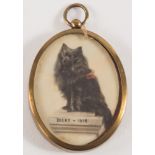 English School early 20th Century- A miniature portrait of a black collie dog called Dicky:- dated